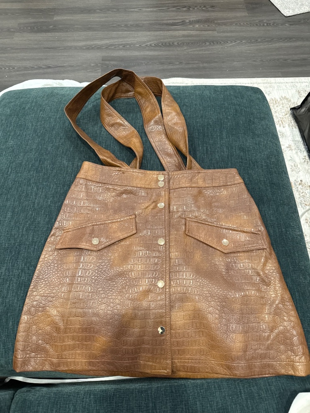 Zara Faux Leather Skirt with Suspenders - Picture 2 of 2